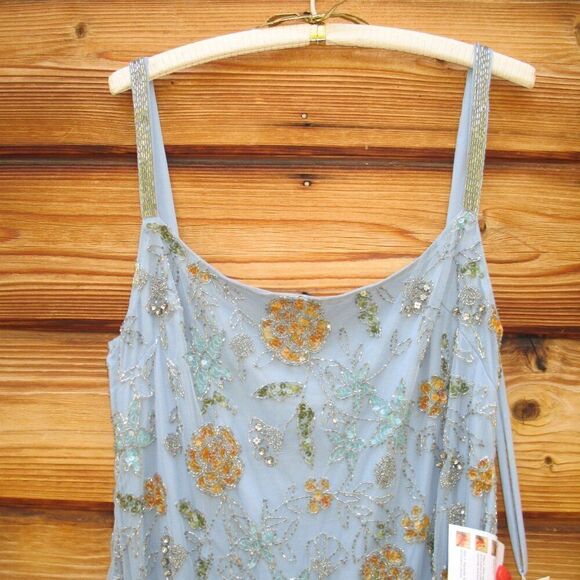 Mac Duggal 10808 Womens Blue Hand Beaded Floral Gown Dress Blue - Picture 9 of 16